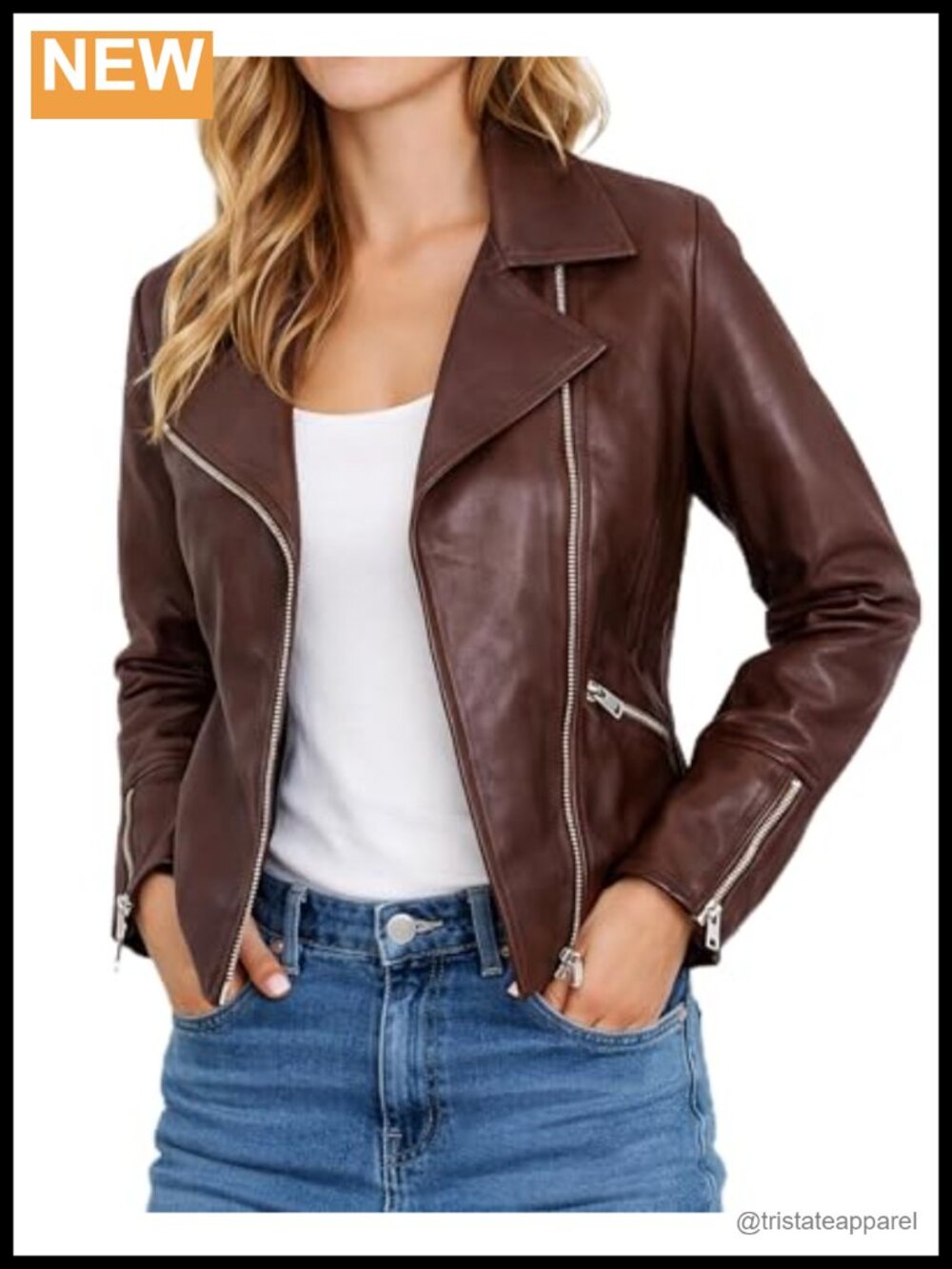 Women's Real Lambskin Asymmetrical Motorcycle Jacket Biker Moto Leather Jacket